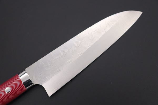 Takeshi Saji Santoku Takeshi Saji SRS-13 Custom Series Santoku 180mm (7 inch, Red & White Linen Micarta Handle)