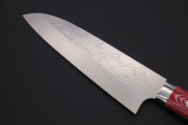 Takeshi Saji Santoku Takeshi Saji SRS-13 Custom Series Santoku 180mm (7 inch, Red & White Linen Micarta Handle)