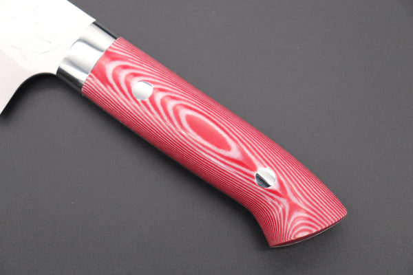 Takeshi Saji Santoku Takeshi Saji SRS-13 Custom Series Santoku 180mm (7 inch, Red & White Linen Micarta Handle)