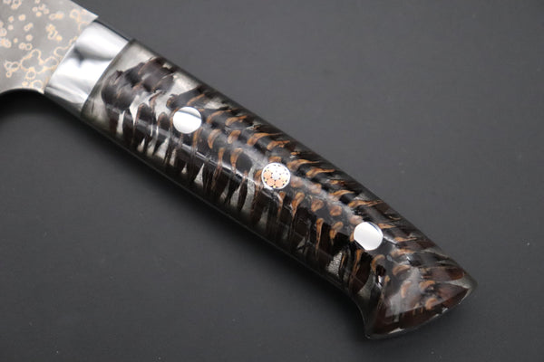Takeshi Saji Santoku Takeshi Saji SUMMIT ― Limited Edition Custom Series SMT-1038 VG-10W Multi-Colored Golden-Rainbow Damascus Santoku 180mm (7 Inch)