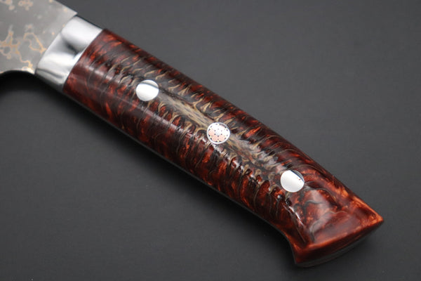 Takeshi Saji Santoku Takeshi Saji SUMMIT ― Limited Edition Custom Series SMT-1040 VG-10W Multi-Colored Golden-Rainbow Damascus Santoku 180mm (7 Inch)