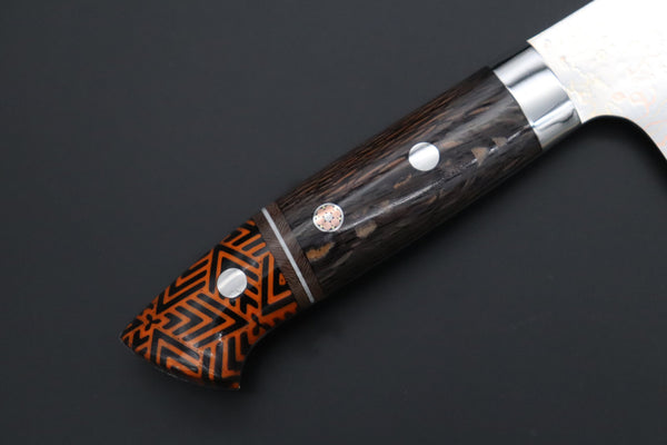 Takeshi Saji Santoku Takeshi Saji SUMMIT ― Limited Edition Custom Series SMT-1114 VG-10W磨 Multi-Colored Golden-Rainbow Damascus Santoku 180mm (7 Inch)