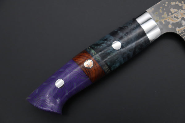 Takeshi Saji Santoku Takeshi Saji SUMMIT ― Limited Edition Custom Series SMT-1148 VG-10W Multi-Colored Golden-Rainbow Damascus Santoku 180mm (7 Inch)