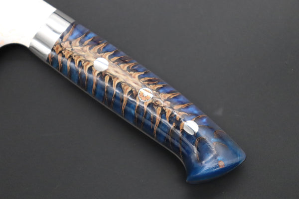 Takeshi Saji Santoku Takeshi Saji SUMMIT ― Limited Edition Custom Series SMT-1176 VG-10W磨 Multi-Colored Golden-Rainbow Damascus Santoku 180mm (7 Inch)