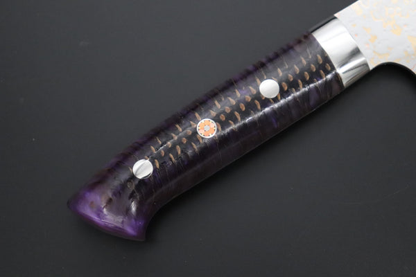 Takeshi Saji Santoku Takeshi Saji SUMMIT ― Limited Edition Custom Series SMT-1182 VG-10W磨 Multi-Colored Golden-Rainbow Damascus Santoku 180mm (7 Inch)
