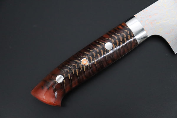 Takeshi Saji Santoku Takeshi Saji SUMMIT ― Limited Edition Custom Series SMT-1185 VG-10W磨 Multi-Colored Golden-Rainbow Damascus Santoku 180mm (7 Inch)