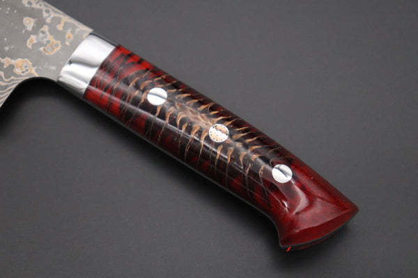 Takeshi Saji Santoku Takeshi Saji SUMMIT ― Limited Edition Custom Series SMT-943 VG-10W Multi-Colored Golden-Rainbow Damascus Santoku 175mm (6.8 Inch)