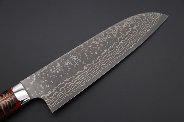 Takeshi Saji Santoku Takeshi Saji SUMMIT ― Limited Edition Custom Series SMT-943 VG-10W Multi-Colored Golden-Rainbow Damascus Santoku 175mm (6.8 Inch)