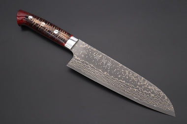 Takeshi Saji Santoku Takeshi Saji SUMMIT ― Limited Edition Custom Series SMT-943 VG-10W Multi-Colored Golden-Rainbow Damascus Santoku 175mm (6.8 Inch)