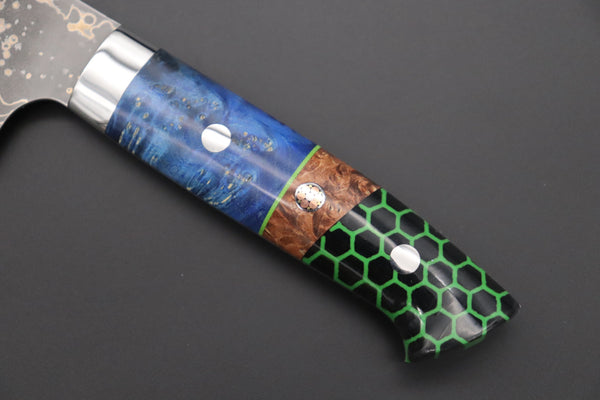 Takeshi Saji Santoku Takeshi Saji SUMMIT ― Limited Edition Custom Series SMT-947 VG-10W Multi-Colored Golden-Rainbow Damascus Santoku 175mm (6.8 Inch)