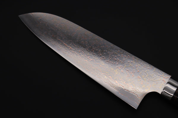 Takeshi Saji Santoku Takeshi Saji SUMMIT ― Limited Edition Custom Series SMT-977 VG-10W Multi-Colored Golden-Rainbow Damascus Santoku 180mm (7 Inch)