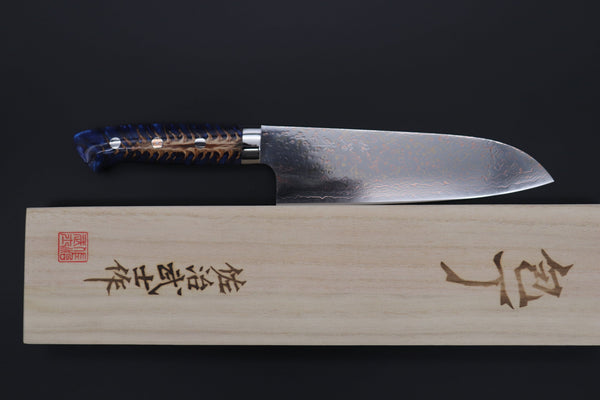 Takeshi Saji Santoku Takeshi Saji SUMMIT ― Limited Edition Custom Series SMT-978 VG-10W Multi-Colored Golden-Rainbow Damascus Santoku 180mm (7 Inch)