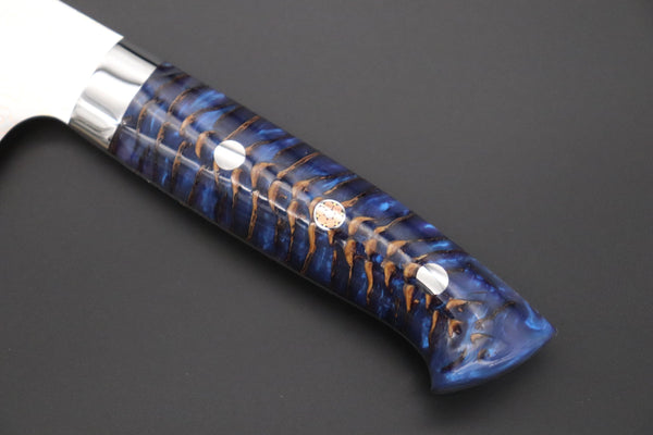 Takeshi Saji Santoku Takeshi Saji SUMMIT ― Limited Edition Custom Series SMT-978 VG-10W Multi-Colored Golden-Rainbow Damascus Santoku 180mm (7 Inch)
