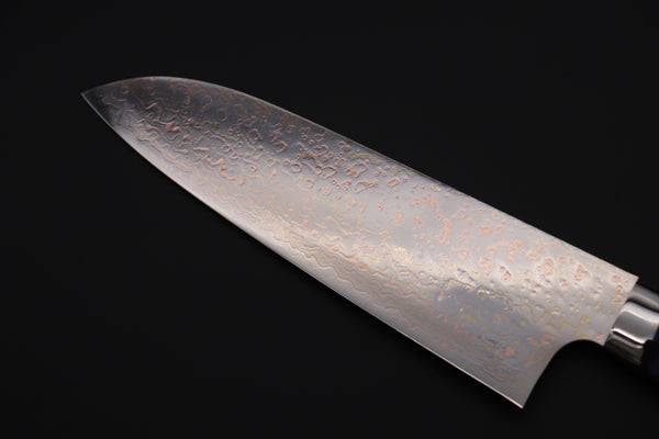 Takeshi Saji Santoku Takeshi Saji SUMMIT ― Limited Edition Custom Series SMT-978 VG-10W Multi-Colored Golden-Rainbow Damascus Santoku 180mm (7 Inch)
