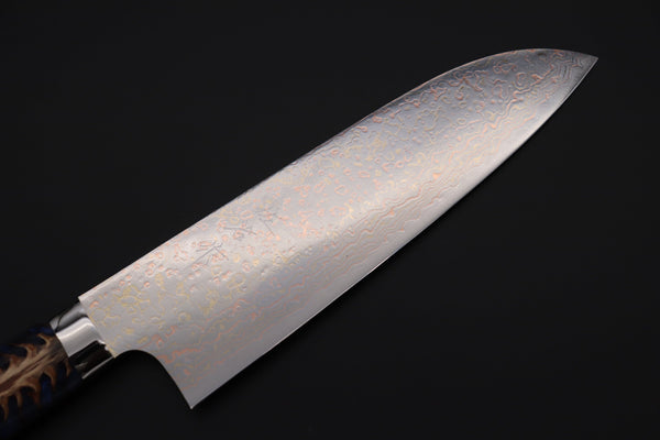 Takeshi Saji Santoku Takeshi Saji SUMMIT ― Limited Edition Custom Series SMT-978 VG-10W Multi-Colored Golden-Rainbow Damascus Santoku 180mm (7 Inch)