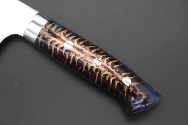 Takeshi Saji Santoku Takeshi Saji SUMMIT ― Limited Edition Custom Series SMT-979 VG-10W Multi-Colored Golden-Rainbow Damascus Santoku 180mm (7 Inch)