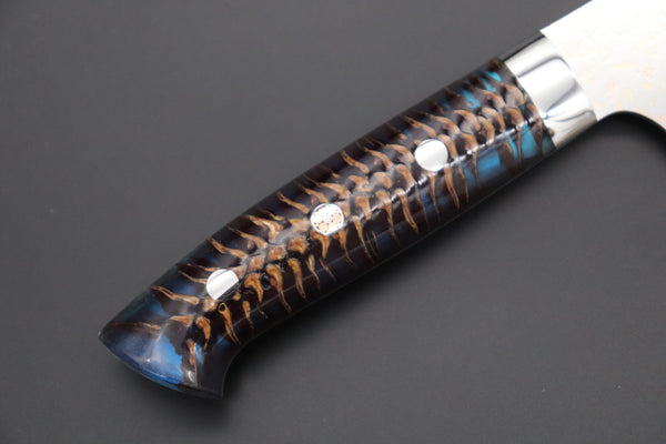 Takeshi Saji Santoku Takeshi Saji SUMMIT ― Limited Edition Custom Series SMT-979 VG-10W Multi-Colored Golden-Rainbow Damascus Santoku 180mm (7 Inch)