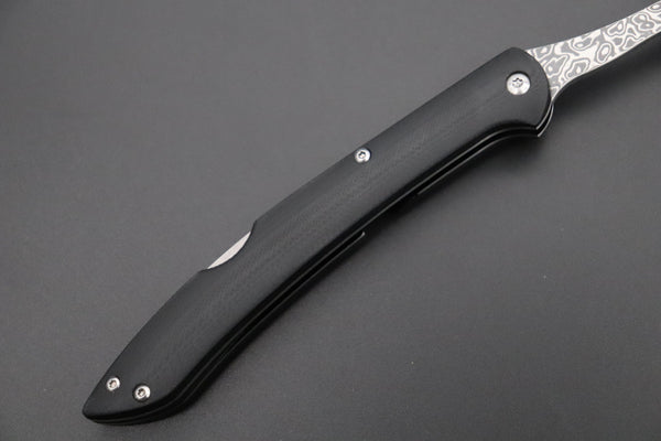 Takeshi Saji Steak Knife Takeshi Saji R-2 Damascus Folding Fork (Black G-10 Handle, TS-130B)
