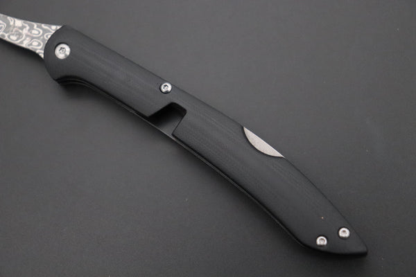 Takeshi Saji Steak Knife Takeshi Saji R-2 Damascus Folding Fork (Black G-10 Handle, TS-130B)