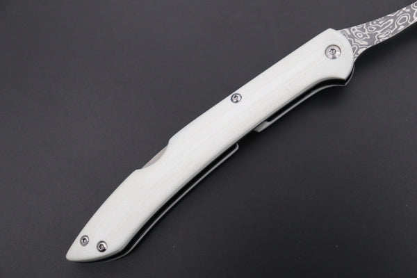 Takeshi Saji Steak Knife Takeshi Saji R-2 Damascus Folding Fork (White G-10 Handle, TS-130W)
