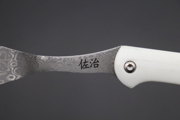 Takeshi Saji Steak Knife Takeshi Saji R-2 Damascus Folding Fork (White G-10 Handle, TS-130W)