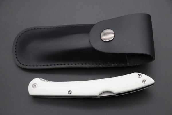 Takeshi Saji Steak Knife Takeshi Saji R-2 Damascus Folding Fork (White G-10 Handle, TS-130W)