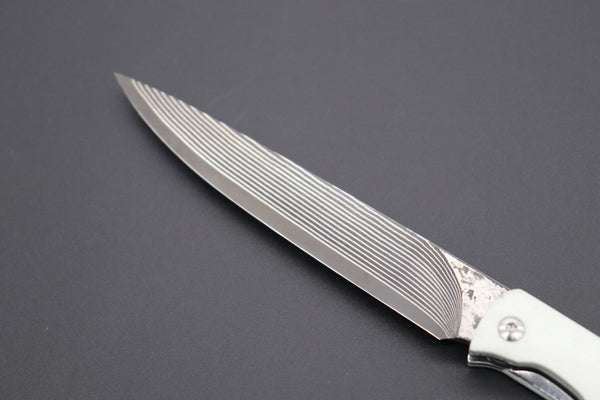 Takeshi Saji Steak Knife Takeshi Saji R-2 Damascus Steak Knife (White G-10 Handle)