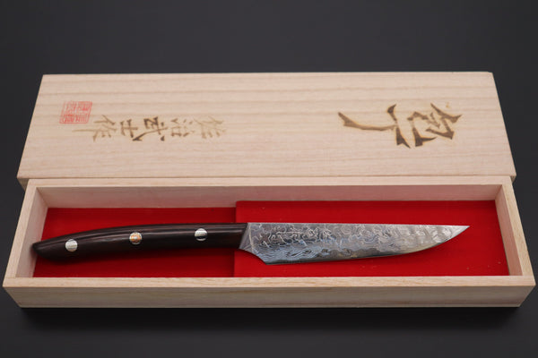 Takeshi Saji Steak Knife Takeshi Saji R-2 Diamond Damascus Steak Knife (Desert Ironwood Handle, TS-1)
