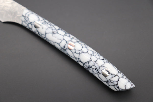 Takeshi Saji Steak Knife Takeshi Saji R-2 Diamond Damascus Steak Knife (White Turquoise Gem-Composite Stone Handle, TS-2)