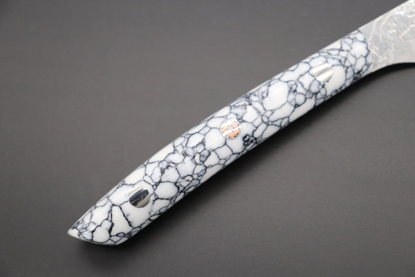 Takeshi Saji Steak Knife Takeshi Saji R-2 Diamond Damascus Steak Knife (White Turquoise Gem-Composite Stone Handle, TS-2)