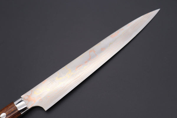 Takeshi Saji Sujihiki Master Saji Rainbow Damascus Series Sujihiki (240mm,270mm 2 sizes Ironwood Handle)