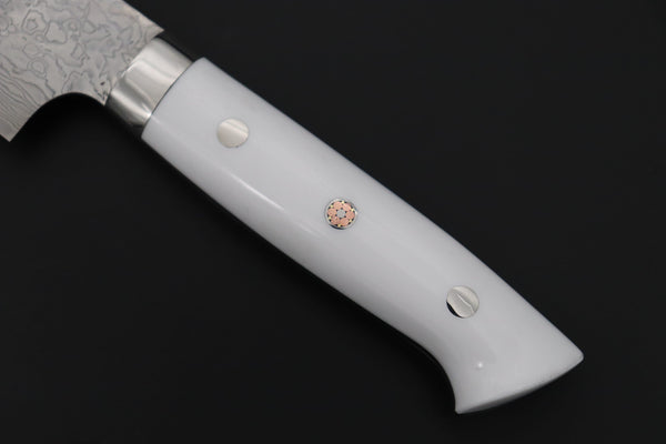 Takeshi Saji Sujihiki TS-18 Sujihiki 270mm (10.6 inch) Takeshi Saji R-2 Custom Diamond Damascus Series TS-18 Sujihiki 270mm (10.6 Inch, White Corian Handle)