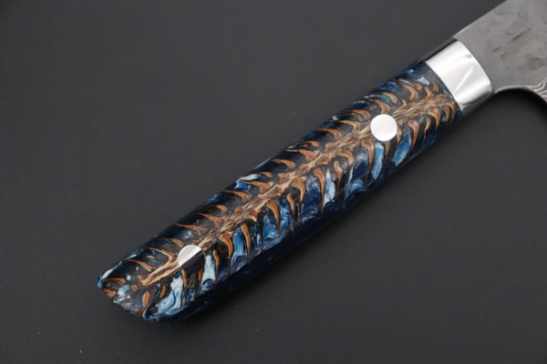 Takeshi Saji Sujihiki Takeshi Saji SUMMIT ― Limited Edition Custom Series SMT-1225 “Ocean Sunshine”: VG-10 Hammered Damascus Series Sujihiki 270mm (10.6 Inch)