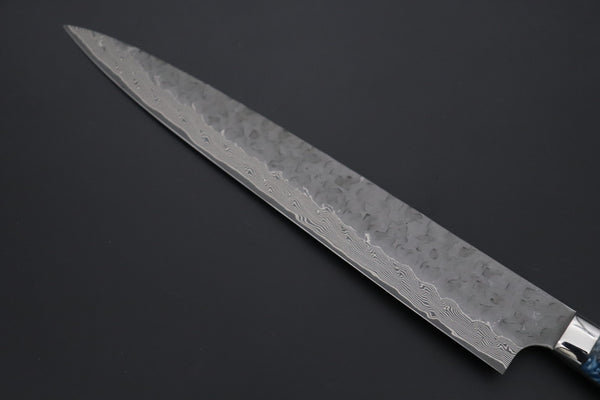 Takeshi Saji Sujihiki Takeshi Saji SUMMIT ― Limited Edition Custom Series SMT-1225 “Ocean Sunshine”: VG-10 Hammered Damascus Series Sujihiki 270mm (10.6 Inch)