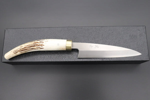 Takeshi Saji Wa Petty Takeshi Saji Gingami No.3 Wa Bocho Series Kaisaki (Wa Petty, Single Bevel Edge, Stag Handle)