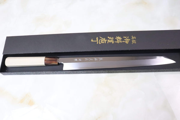 Fu-Rin-Ka-Zan Kiritsuke Yanagiba FG-7MP Kiritsuke Yanagiba 300mm (11.8inch) / Right Handed Fu-Rin-Ka-Zan Hon Kasumi Series Gingami No.3 FG-7MP Kiritsuke Yanagiba 300mm (Mirror Polished Blade, Marble Color Bolster)