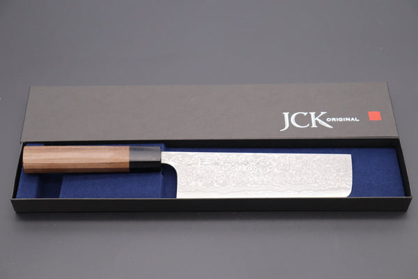 Fu-Rin-Ka-Zan Nakiri FASD-4W Nakiri165mm(6.4inch) Fu-Rin-Ka-Zan Aogami Super Custom Damascus Series FASD-4W Nakiri 165mm (6.4 inch, Octagonal Walnut Wood Handle)