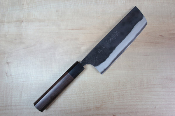 Fu-Rin-Ka-Zan Aogami Super Kurouchi Series FAB-5 Nakiri 160mm (6.2 inch, Octagon Shaped Red-Sandal Wood Handle) - japanesechefsknife.mom