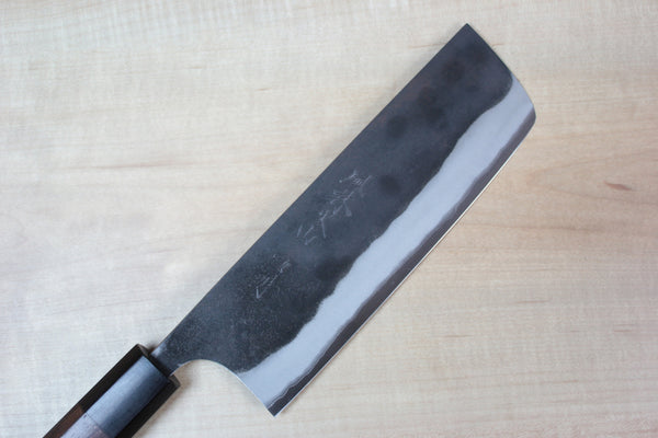 Fu-Rin-Ka-Zan Aogami Super Kurouchi Series FAB-5 Nakiri 160mm (6.2 inch, Octagon Shaped Red-Sandal Wood Handle) - japanesechefsknife.mom