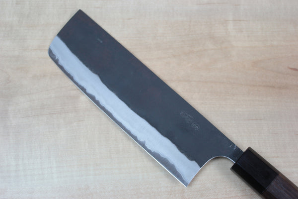 Fu-Rin-Ka-Zan Aogami Super Kurouchi Series FAB-5 Nakiri 160mm (6.2 inch, Octagon Shaped Red-Sandal Wood Handle) - japanesechefsknife.mom