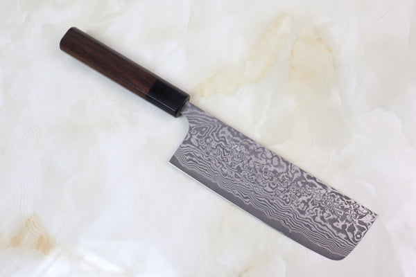 Fu-Rin-Ka-Zan Nakiri Fu-Rin-Ka-Zan R-2 Damascus Wa Series FRN-4 Nakiri 165mm (6.4 inch, Octagon Shaped Red-Sandalwood Handle)