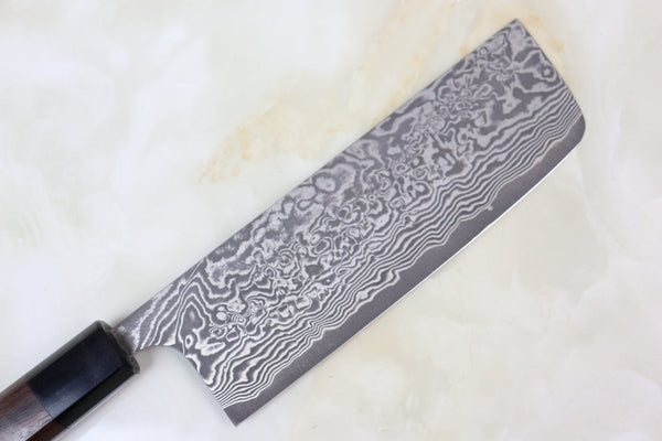 Fu-Rin-Ka-Zan Nakiri Fu-Rin-Ka-Zan R-2 Damascus Wa Series FRN-4 Nakiri 165mm (6.4 inch, Octagon Shaped Red-Sandalwood Handle)