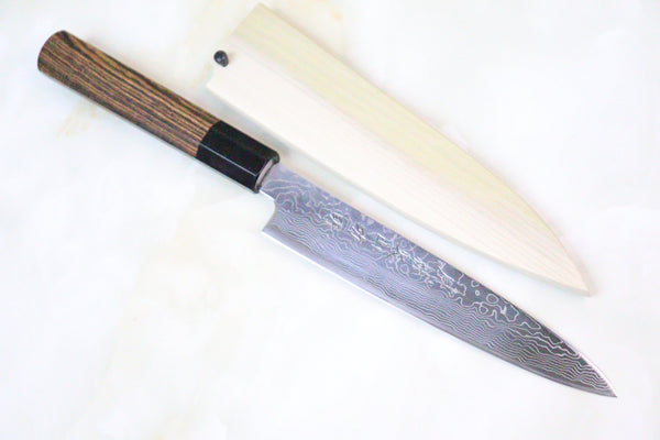 Fu-Rin-Ka-Zan Wa Petty Fu-Rin-Ka-Zan R-2 Damascus Wa Series Wa Petty 165mm (6.4inch, Octagon Shaped Ebony Wooden Handle, FRD-1PE)
