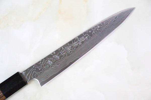 Fu-Rin-Ka-Zan Wa Petty Fu-Rin-Ka-Zan R-2 Damascus Wa Series Wa Petty 165mm (6.4inch, Octagon Shaped Ebony Wooden Handle, FRD-1PE)