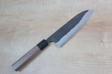 Fu-Rin-Ka-Zan Aogami Super Kurouchi Series FAB-4W Wa Santoku 170mm (6.6 inch, Octagon Shaped Walnut-Wood Handle) - japanesechefsknife.mom