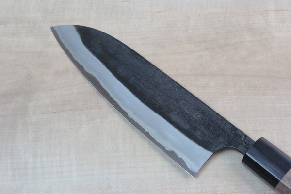 Fu-Rin-Ka-Zan Aogami Super Kurouchi Series FAB-4W Wa Santoku 170mm (6.6 inch, Octagon Shaped Walnut-Wood Handle) - japanesechefsknife.mom