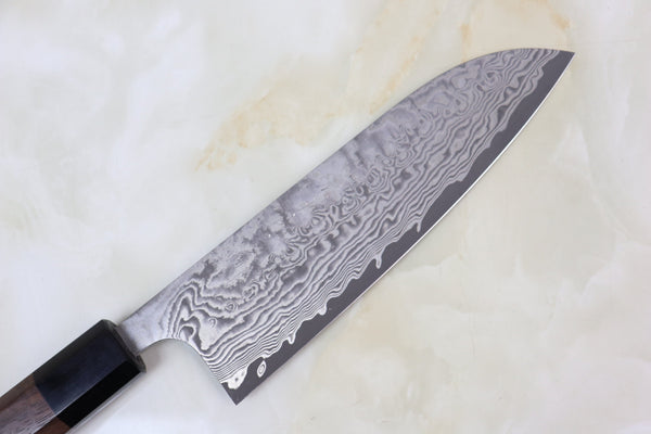 Fu-Rin-Ka-Zan Wa Santoku Fu-Rin-Ka-Zan R-2 Damascus Wa Series FRN-3 Wa Santoku 170mm (6.6 inch, Octagon Shaped Red-Sandalwood Handle)