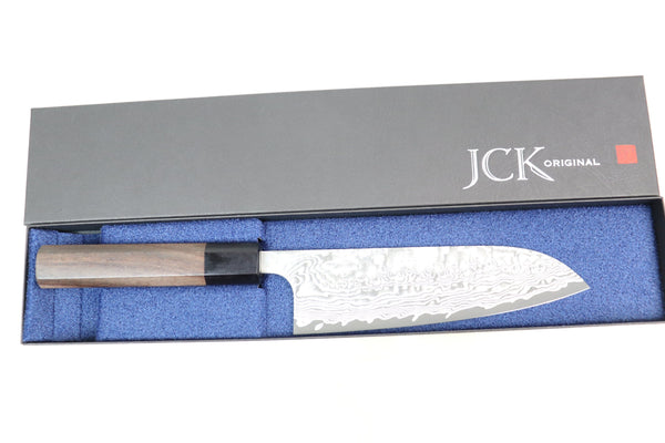 Fu-Rin-Ka-Zan Wa Santoku Fu-Rin-Ka-Zan R-2 Damascus Wa Series FRN-3 Wa Santoku 170mm (6.6 inch, Octagon Shaped Red-Sandalwood Handle)