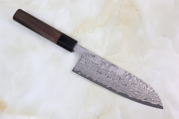 Fu-Rin-Ka-Zan Wa Santoku Fu-Rin-Ka-Zan R-2 Damascus Wa Series FRN-3 Wa Santoku 170mm (6.6 inch, Octagon Shaped Red-Sandalwood Handle)