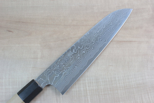 Fu-Rin-Ka-Zan R-2 Damascus Wa Series Wa Santoku 190mm (7.4 Inch, Octagon Shaped Magnolia Wooden Handle, FRD-S) - japanesechefsknife.mom
